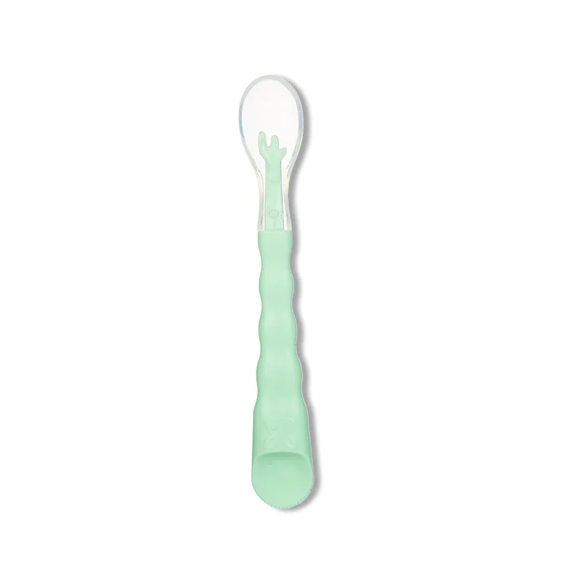 Baby Silicone Food Grade Feeding Double Headed Spoon Learning To Eat Training Soft Soild Fruit Puree Tableware Candy Color