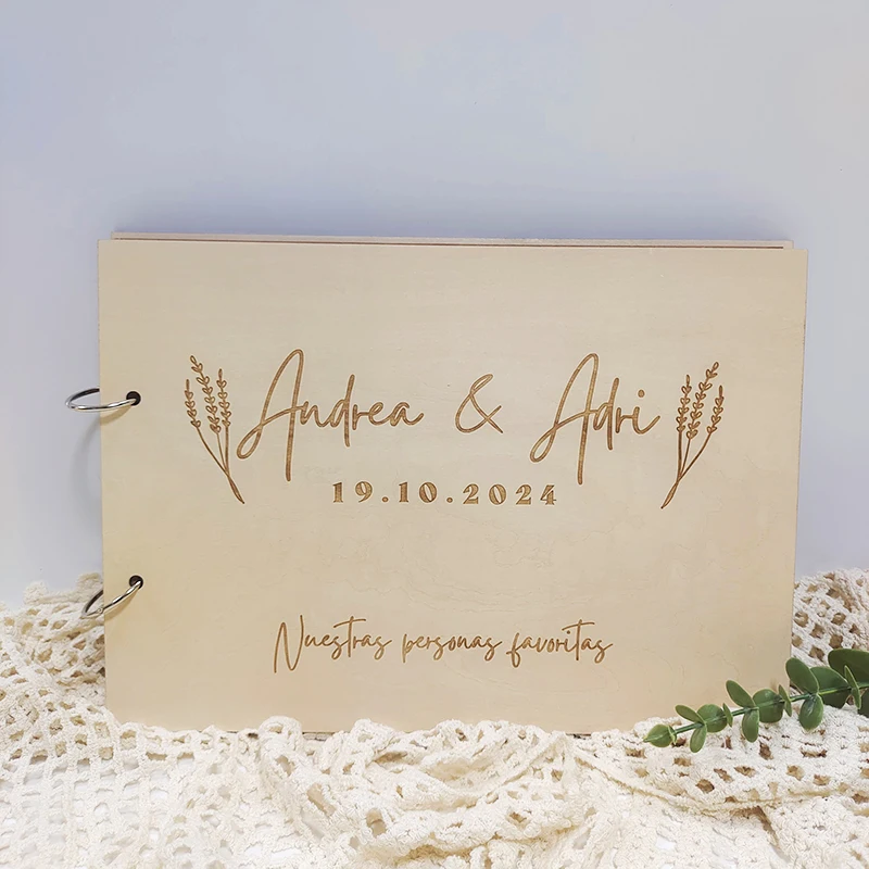 

Personalized Wedding Guestbook Custom Guest Book Wooden Engraved Rustic Wedding Album Wedding Signature Guestbook Party Gift