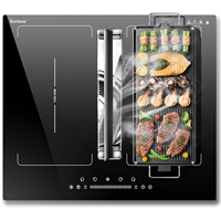 Karinear Induction Hob 4 Zones Flex Zone with Extractor(145W extractor hood), 60CM Built-in, Timer, Boost, Pause, 7200W, No Plug