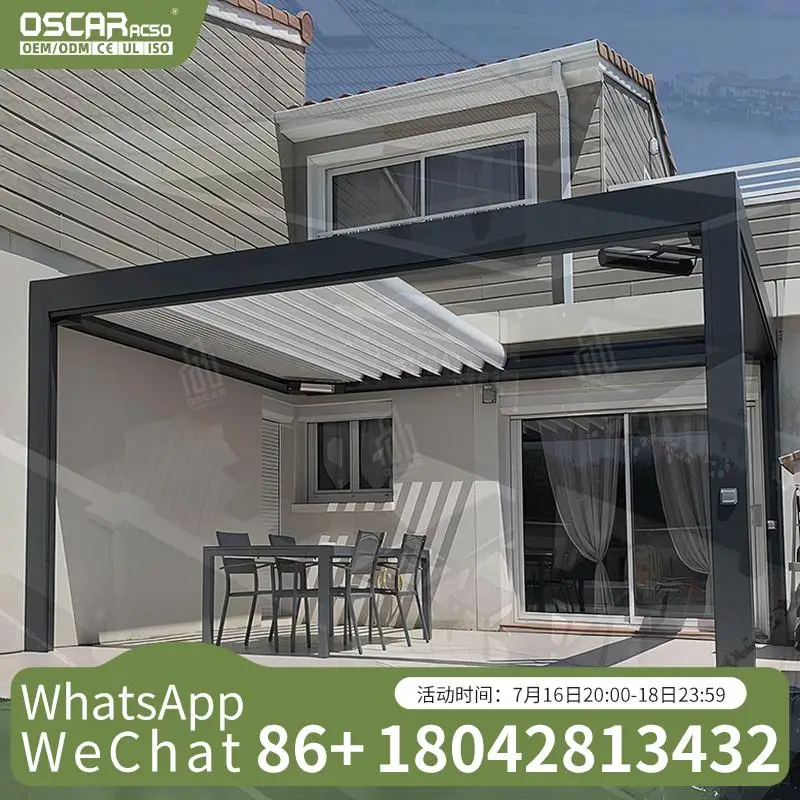 

Flat Roof Garden Gazebo with Durable Aluminum Louver Sail Material Popular for Backyard Patio Lawn Pergola