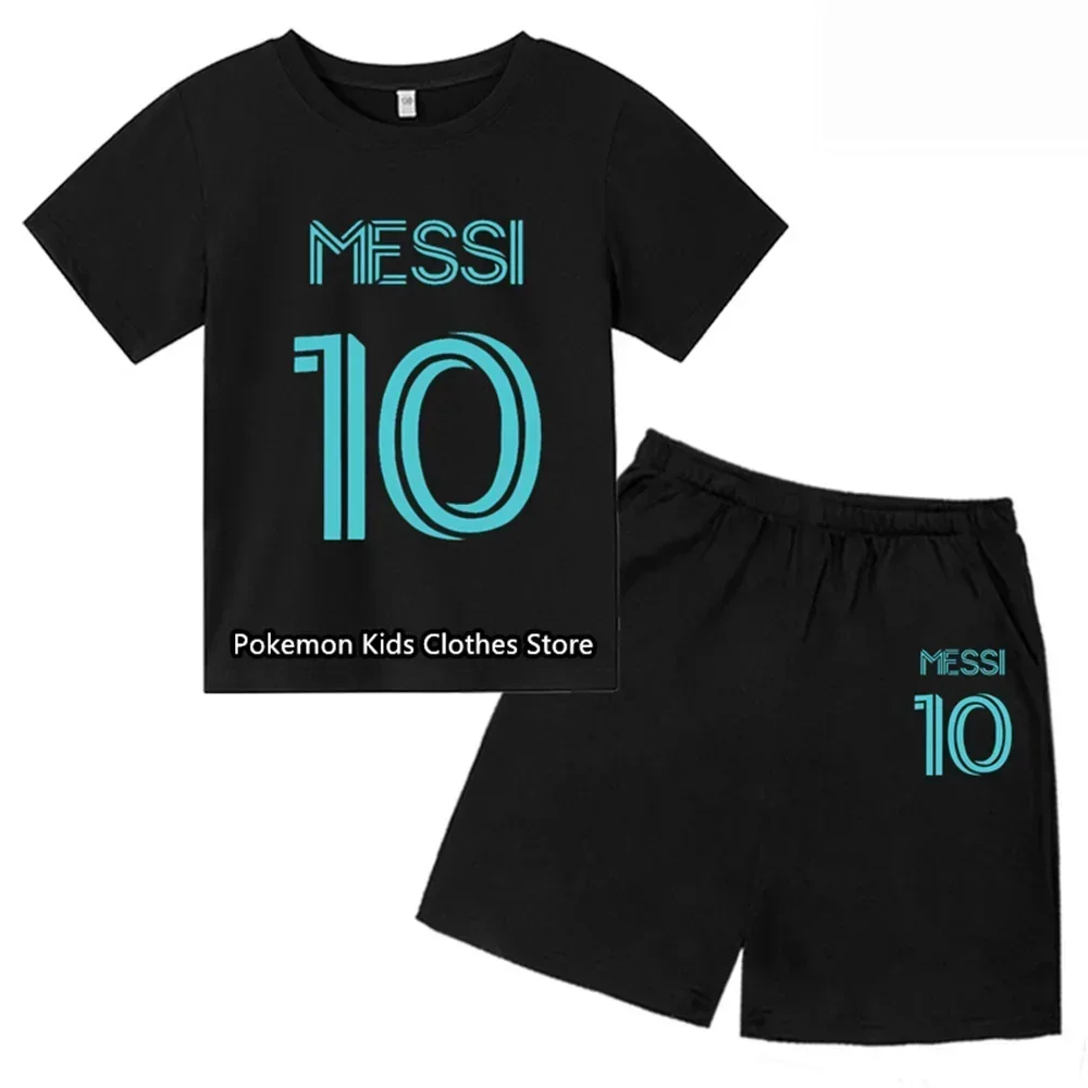 Football Star Sonici 10 T-shirt Set Children Girl Cartoon Tees Anime Summer Top Themed Birthday Clothes O-neck Short Sleeve Gift