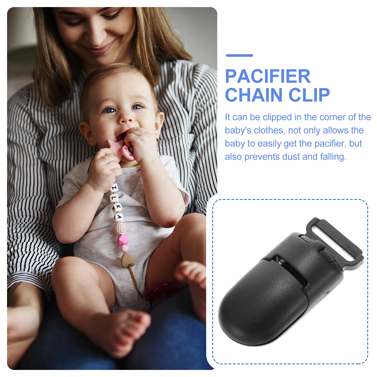 

10pcs Pacifier Clip Accessories Baby Soother Holder Abs Teething Chain Anti-Drop Clip For Bibs Clothing Teether