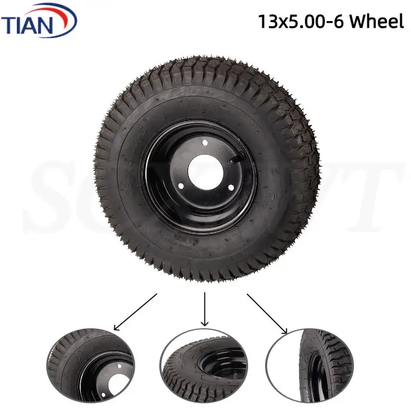 

Сверхмощная резиновая шина 13x5.00-6 / 13/5.00-6 для квадроциклов — 6-дюймовая противоскользящая бескамерная вакуумная шина с черными дисками для картинга и гольф-каров