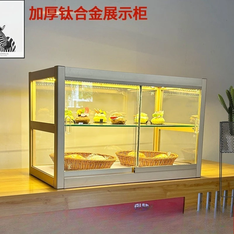 Vitrina expositora de vidrio para azúcar cristalizado, pan y postres, para cafetería, pastelería y bar, con función de almacenamiento, de uso comercial pequeño