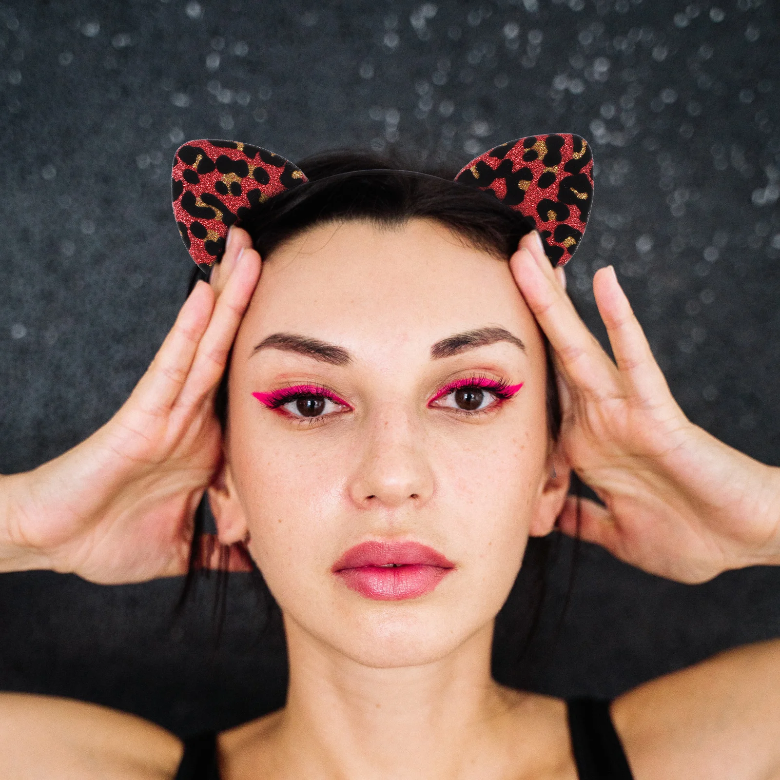 

6Pcs Premium Flocking Cat Ears Headbands Leopard Print Lightweight Hair Accessories Party Headdresses