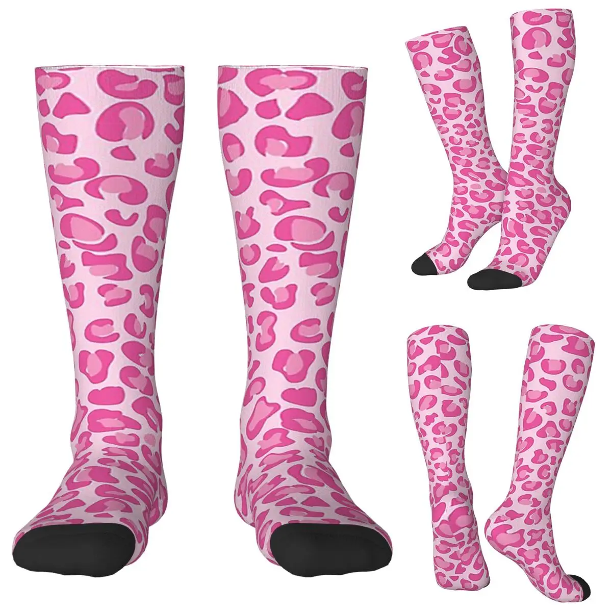 

Pink Leopard Print Socks Harajuku Stockings All Season Long Socks Accessories for Man Woman Gifts