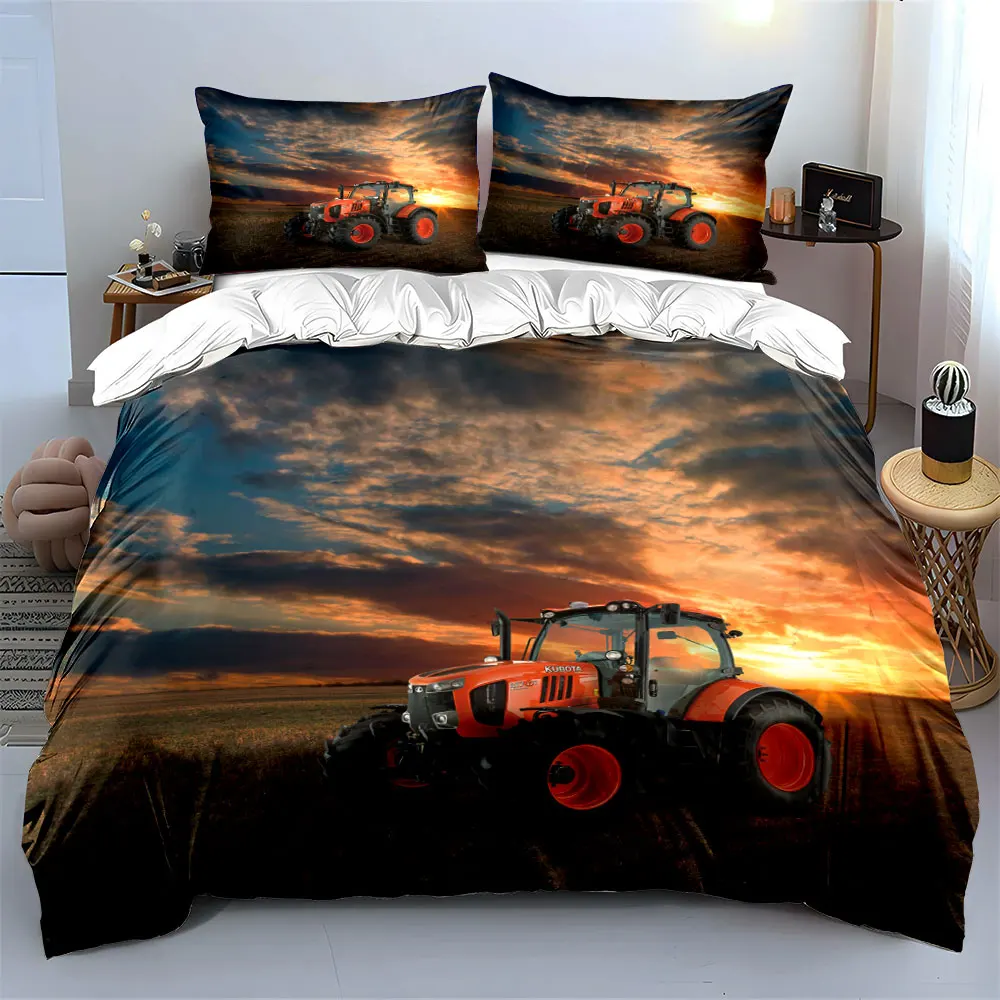 

Farm Tractor Sunset Scene Set Multiple sizes kid's and adults' bedroom Exquisite 3PC bedding set, gift
