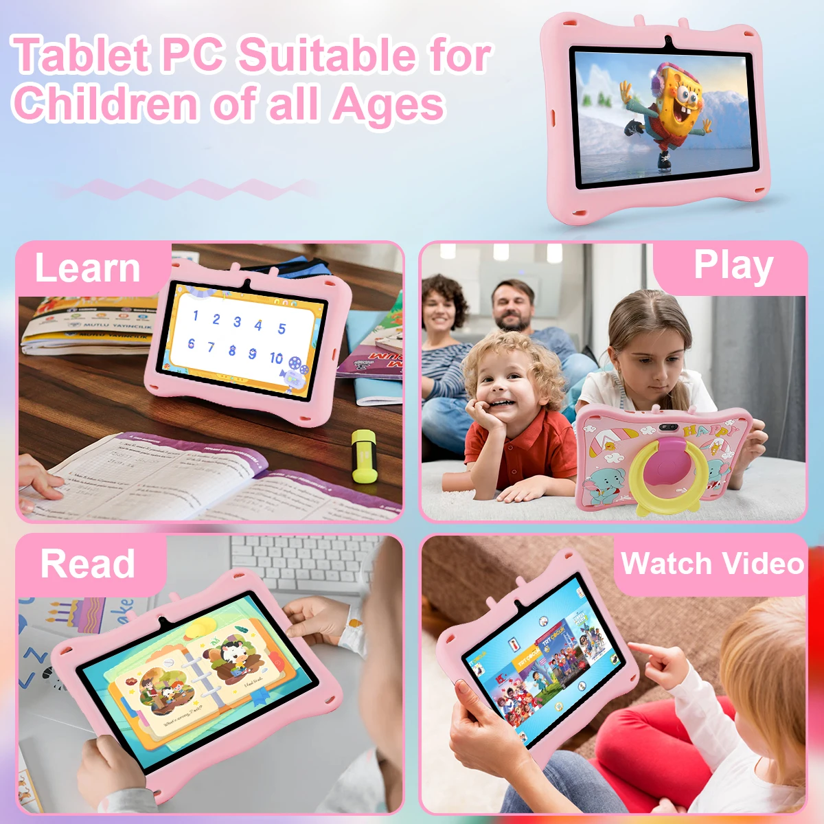 7 Inch Kids Tablet Android 14 4GB RAM 64GB ROM Parental Control Dual Camera with Shockproof Case 3500mAh Kids Software view 5