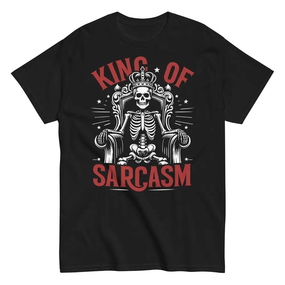 King Of Sarcasm Skull Skeleton Cool Men's Cotton T-Shirt Funny Quote TeeAnime Pattern Y2K