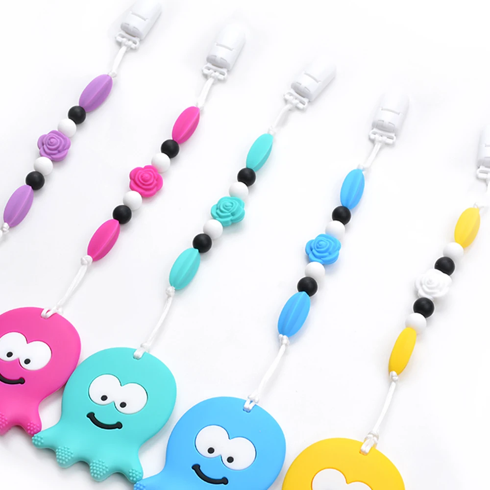 LOFCA 20pcs Starfruit Silicone Beads Teething Nursing Chewable DIY Jewelry Necklace Baby Teether Toy Pacifier Clips BPA Free