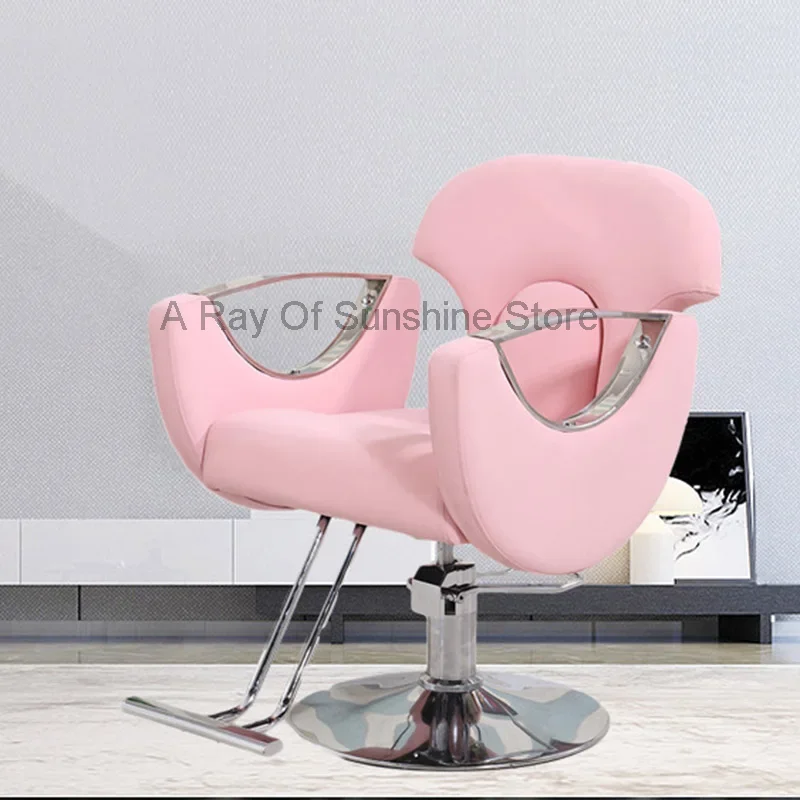 

Pink Swivel Barber Chairs Rotating Stylist Professional Hairdressing Chairs Swivel Silla Estetica Barber Equipment MQ50BC