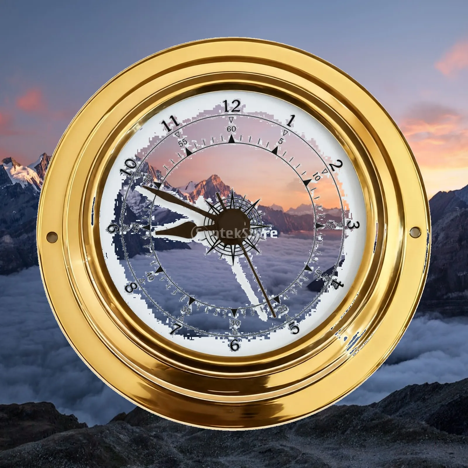 Vintage Style Desk Clock Brass Round Analog Table Clock for Office Workroom Home Decoration Gift