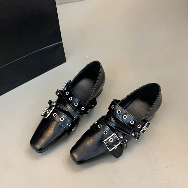 

Women Flat Shoes Designer Luxury Buckle Fashion Ladies Flats Shoes Pointed Toe Casual Female Sandals Low-heeled Leather Shoes
