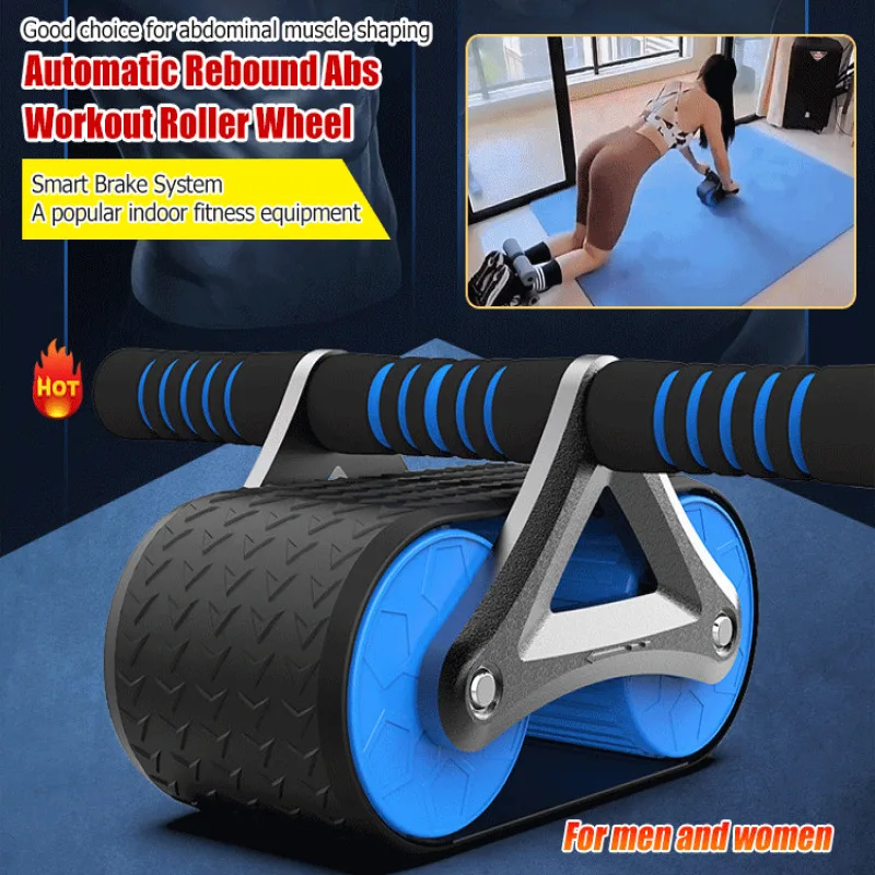 Men's and Women's Double Wheel Automatic Rebound Abdominal Muscle Training Wheel Anti Slip Multifunctional Fitness Equipment