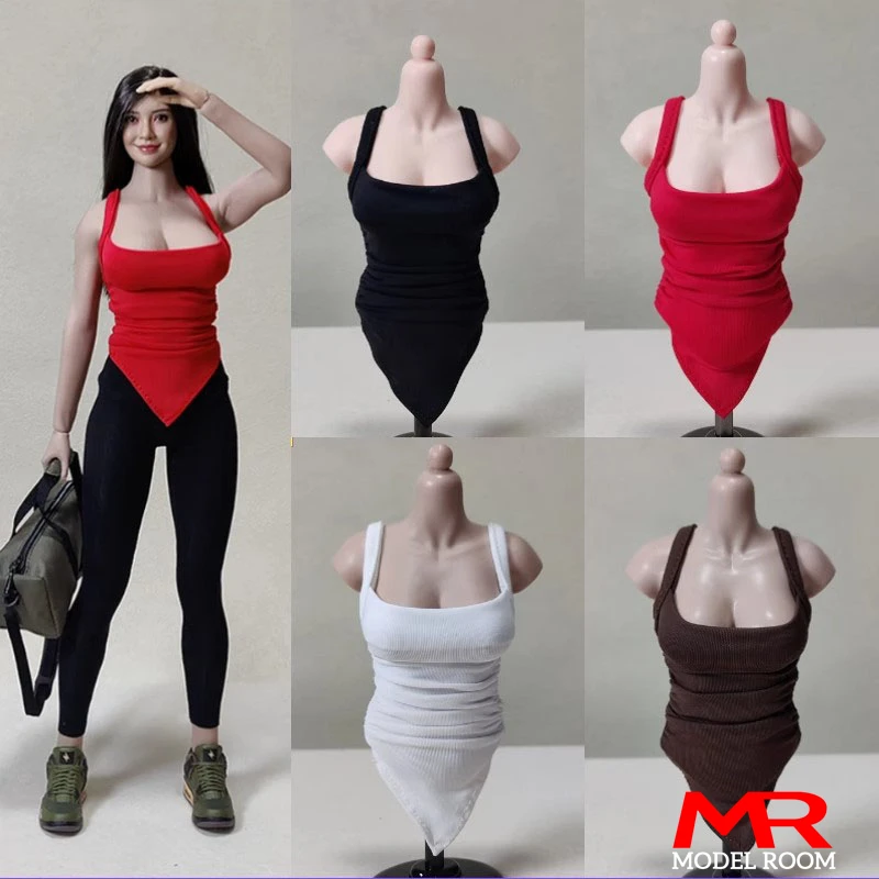 DMTOYS 1/6 Scale Female Sports Halter Top Vest Clothes Model Fit 12'' Soldier Seamless Action Figure Body Dolls