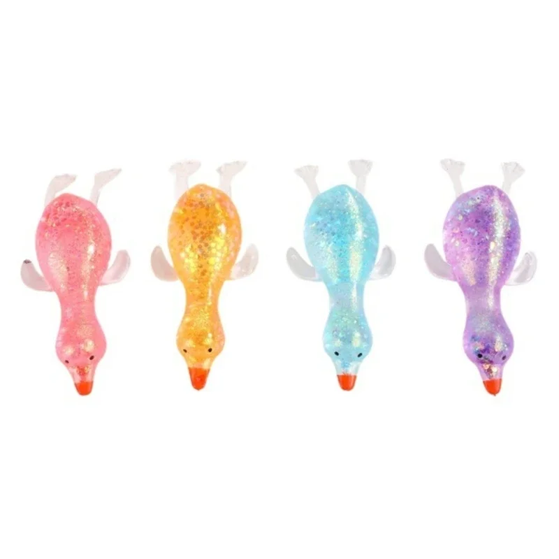 Set Of 4Pc Colorful Duck Squeeze Fidgety Toy Soft Elastic TPR Sensory Toy For Children And Adults Stress Anxiety Relief