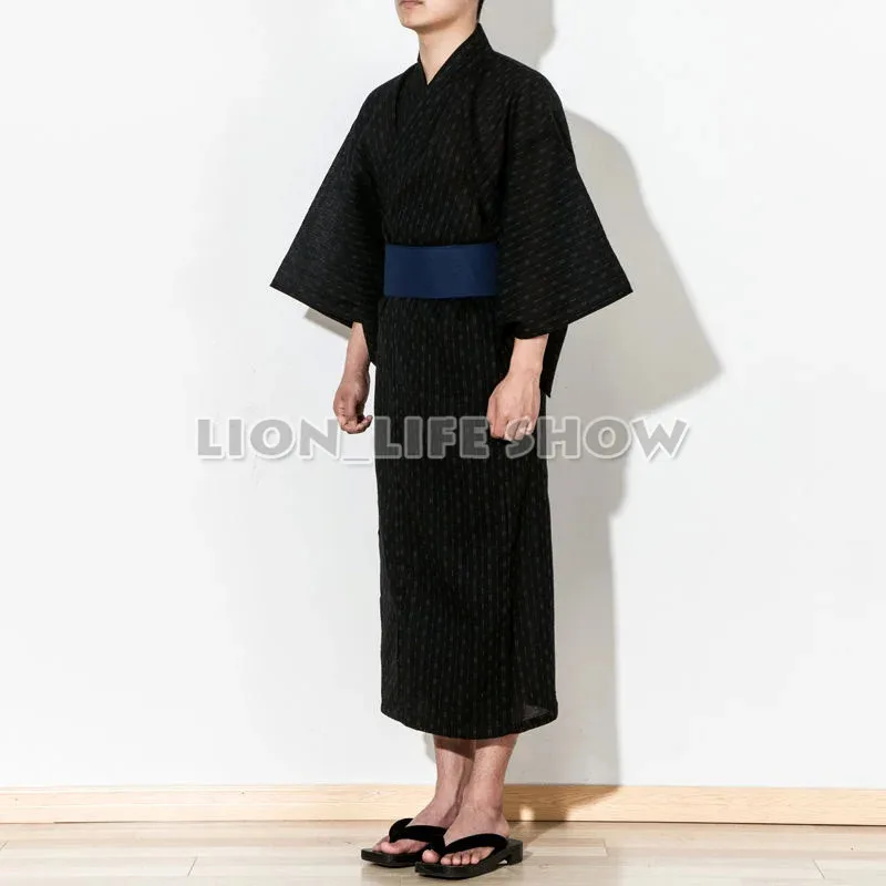 

Japanese Men Samurai Yukata Kimono Summer Festival Pajamas Sleepwear Costume without obi