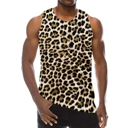 Summer Leopard 3D Print Tank Tops Men's Casual Streetwear Fashion Sportswear Vest Oversized Sleeveless Tank Top Gym Man Clothing