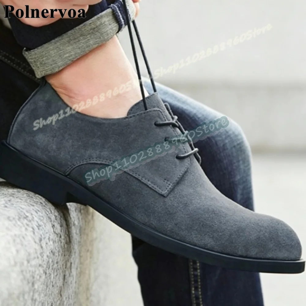 

Comfortable Gray Flock Splicing Casual Men Pumps Flats Party Shoes For Men Cross Tied Party Fashionable Catwalk 2026 Men Pumps
