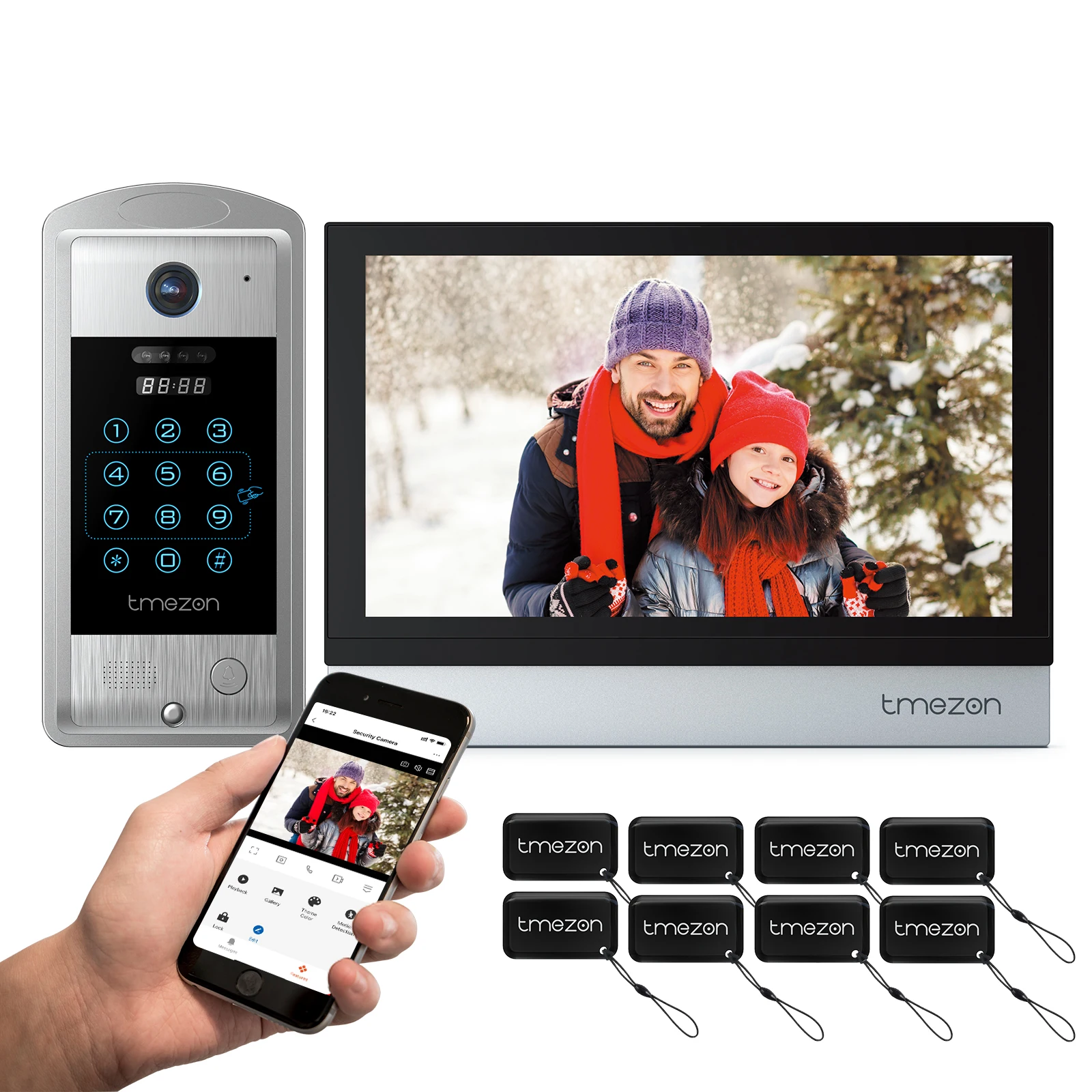 TMEZON-WiFi Video Doorphone com 10 Touch Screen, campainha com fio, APP, Card Swipe, Monitor, Tuya