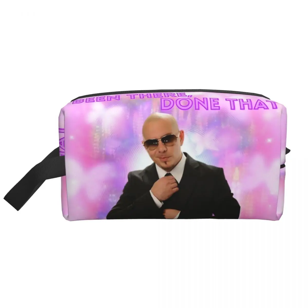 Custom Mr World Pitbull Travel Cosmetic Bag Women American Rapper Singer Makeup Toiletry Organizer Lady Beauty Storage Dopp Kit