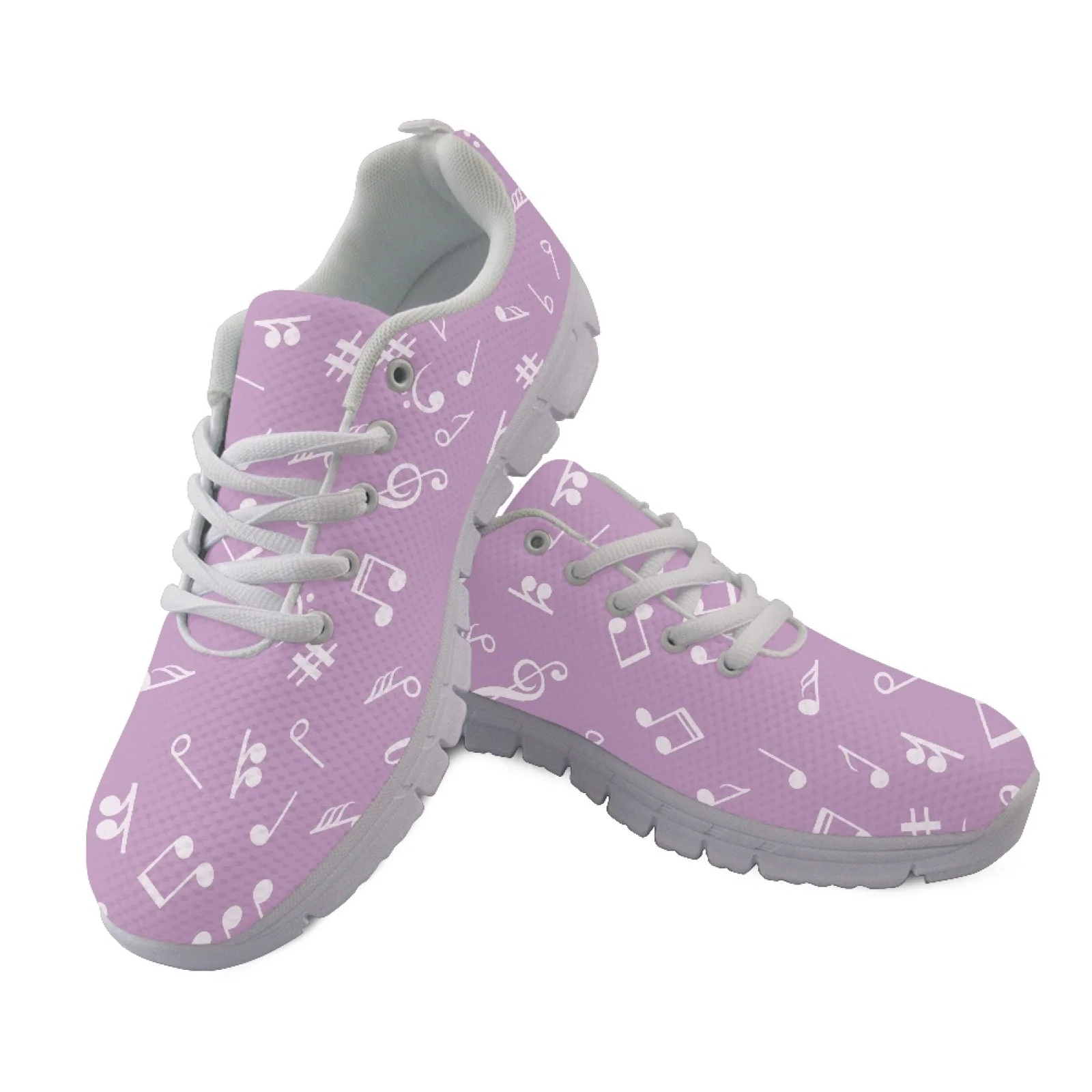 Coloranimal Music Notes Athletic Trainers Mesh & EVA Sole Running Sneakers Lace Up Running Shoes for Women