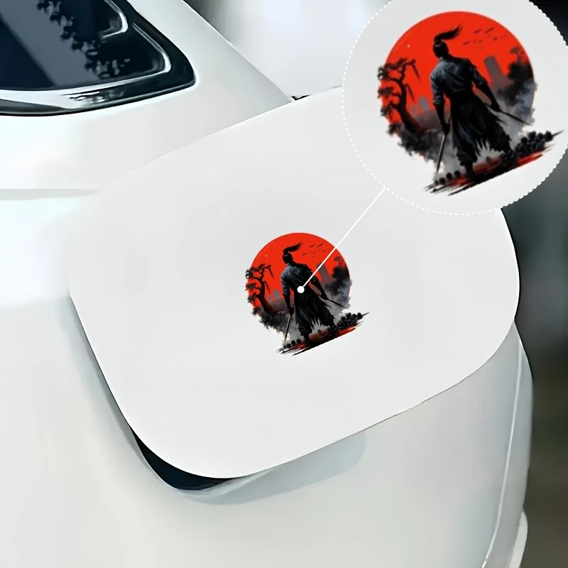 Female Samurai 4 in 1 Sticker High Transparency Double Sided Printed Scratch Resistant Decal for Motorcycle Car Bumper