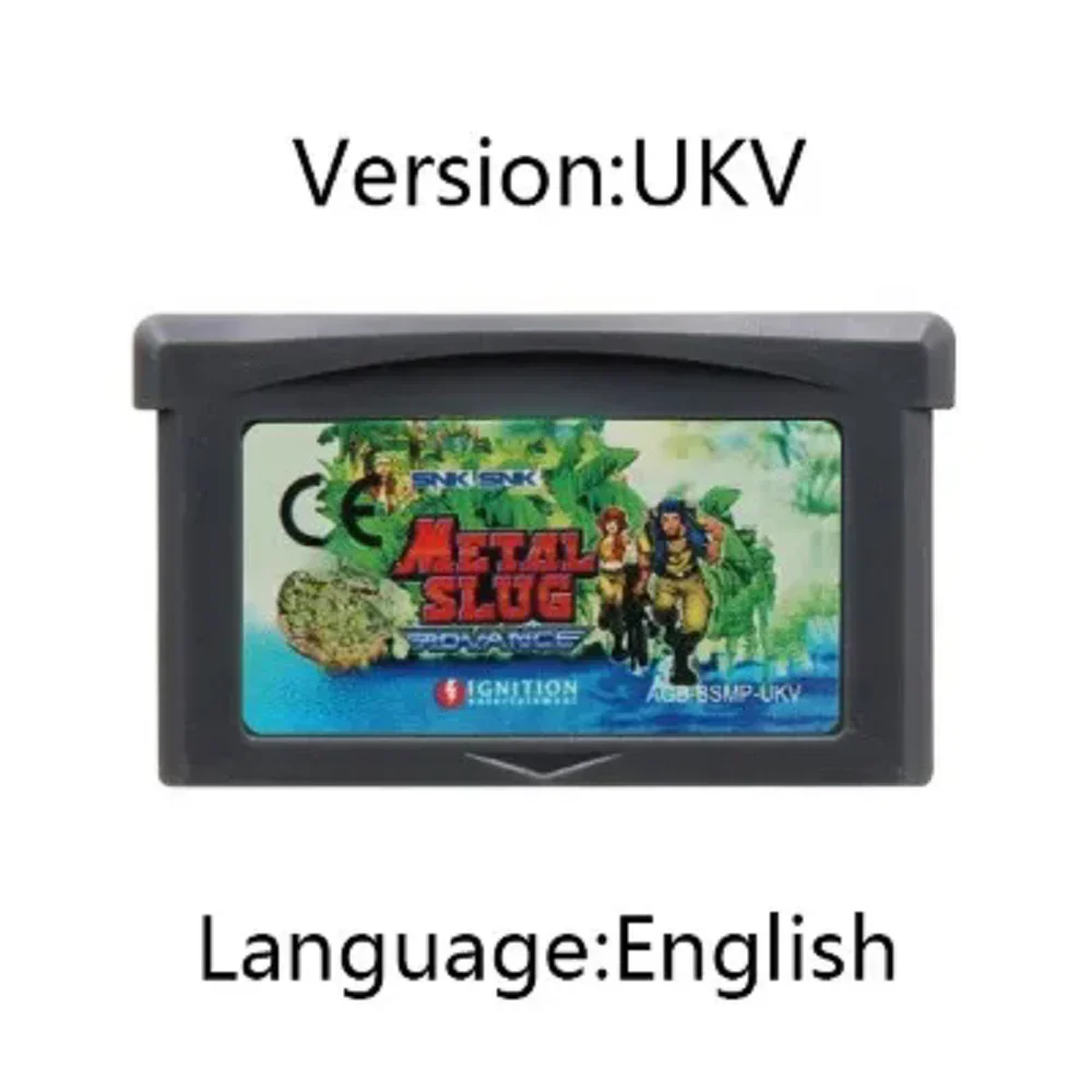 32 Bit Video Game Cartridge Game Console Card for GBA Shooting Games Series Metal Slug Advance English language USA/EUR Version