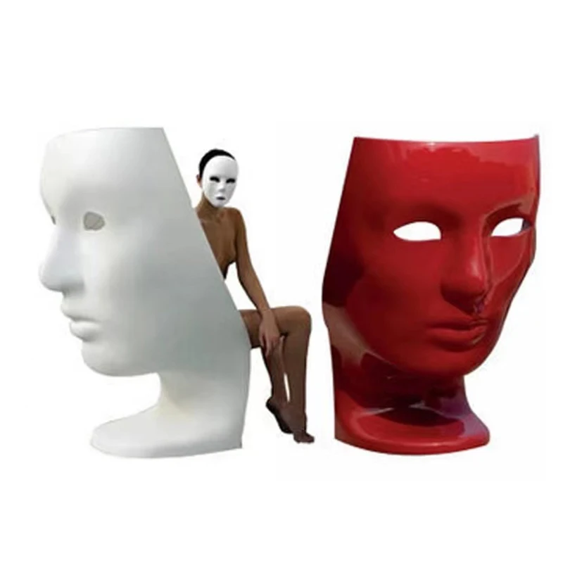 Designer light luxury glass fiber reinforced plastic paint mask single chair, shopping mall outdoor classic creative human