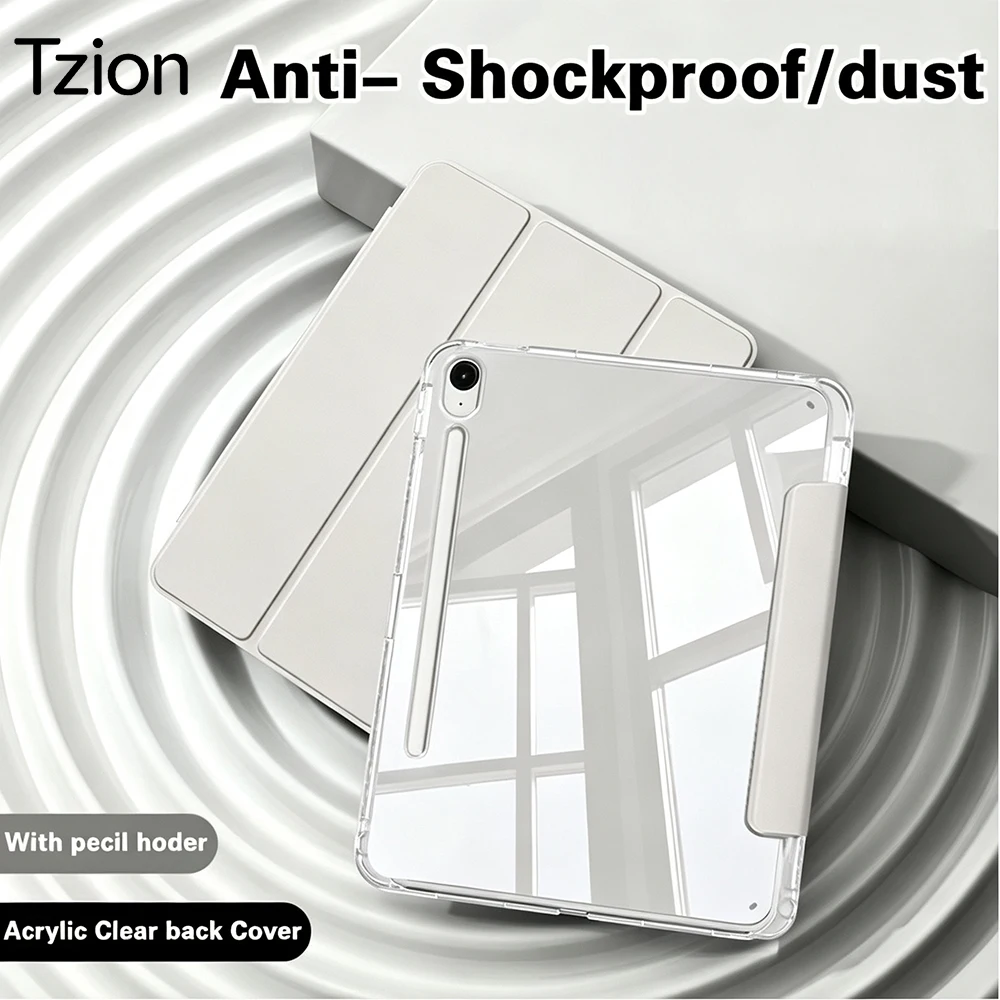 Case for Samsung Galaxy Tab A8 A9 A11 S6 S9 S10 FE Lite 10.4 10.5 10.9 11 X231 X210 PU Leather Cover Transparent Acrylic Shell