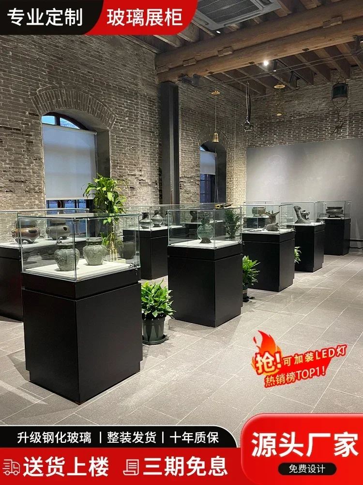 Customized jade, jewelry, cultural relics, art exhibition cabinets, museum exhibition stands, display cabinets, antique glass