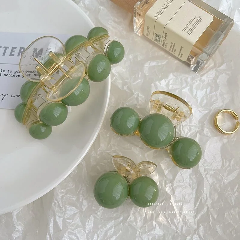 2023 Jepit Rambut Cakar Rambut Mutiara Hijau Antik Baru Jepit Rambut Pegangan Rambut Besar Korea Jepit Rambut Keriting Aksesori Rambut Wanita