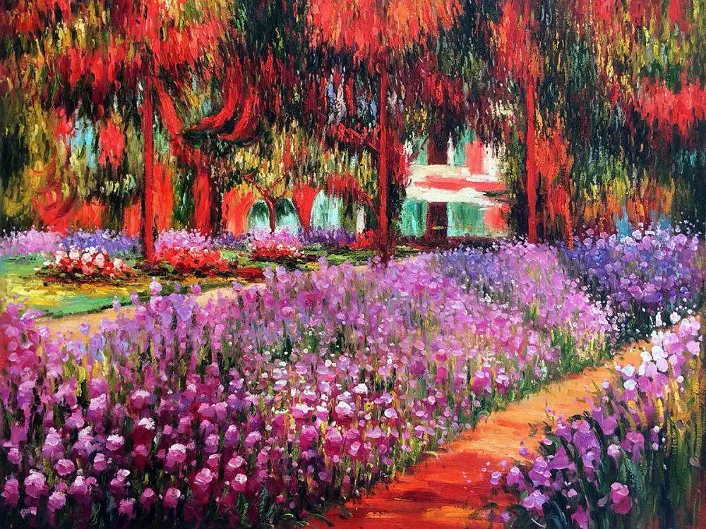 

Impressionist Canvas Art Painting for Wall Decor Artist's Garden at Giverny by Claude Monet Oil Painting Reproduction Handmade