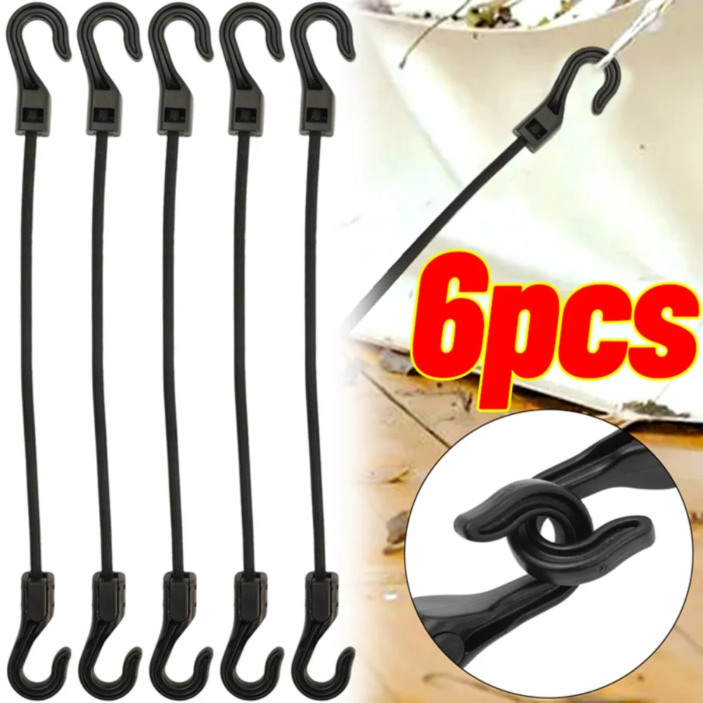 32cm Strechable Bungee Cord with Hook Versatile Elastic Rubber Rope Cycling Luggage Binding Ropes Camping Accessories 6/1pcs