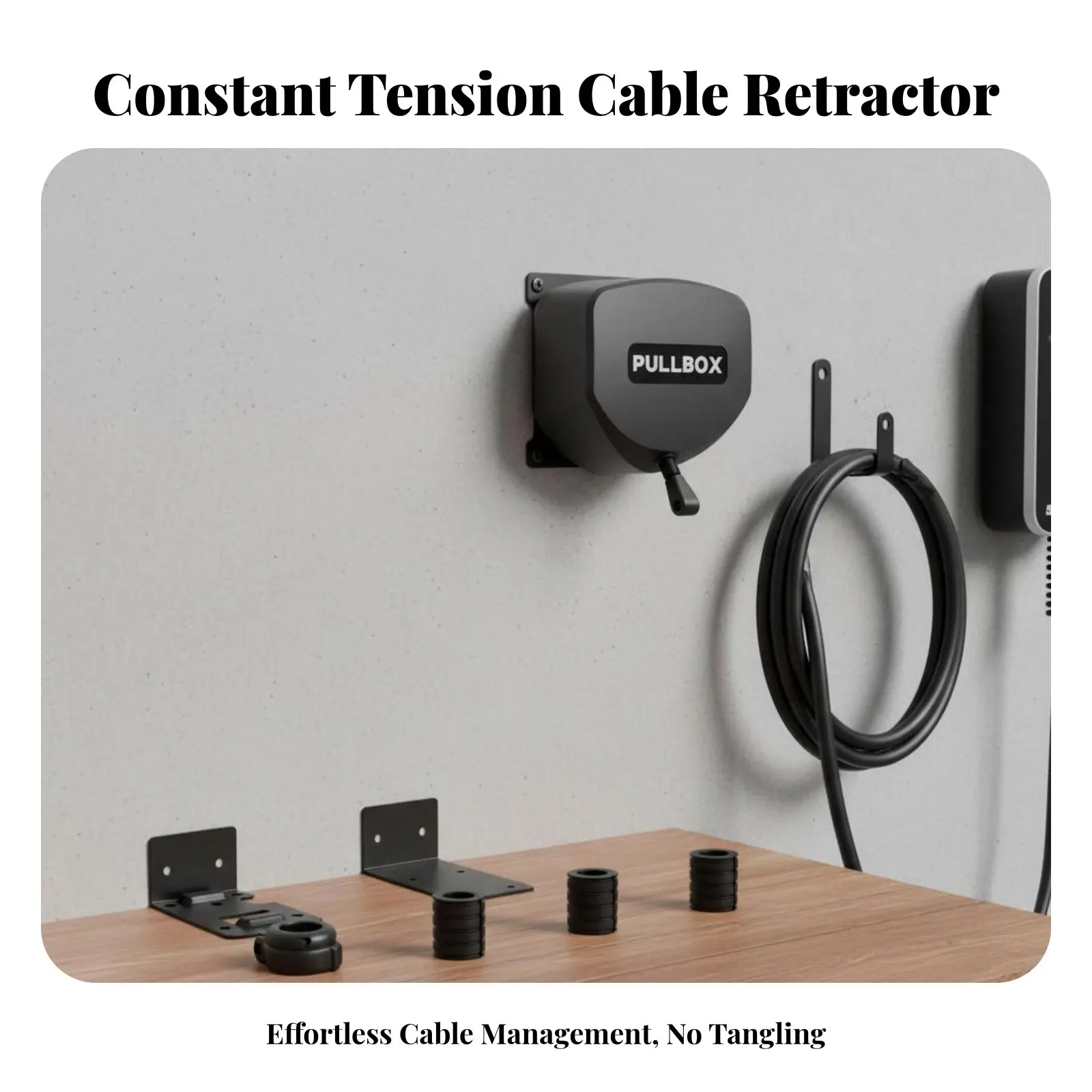 

Electric Vehicle Charger Cord Retractor Stumble Hazard Reduction Automatic Cord Reel Automatic-Locking Design Shock Resistant