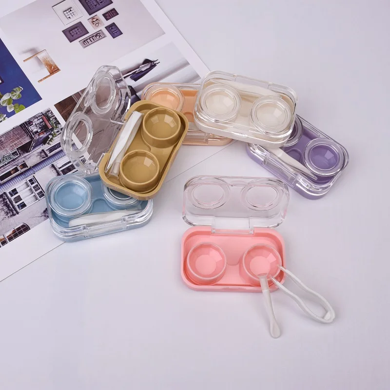 No Need to Screw Cover Circle Pupil Box One-Piece Transparent Ins Style Compact Contact Lens Partner Box, Care Box
