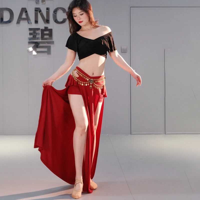 

Belly Dance Dress Women Sexy Off Shoulder Tops Long Skirt Set Oriental Dance Outfit Practice Stage Performance Costume