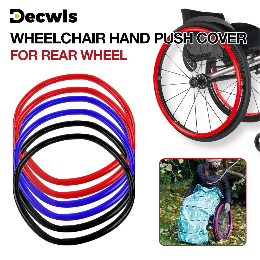 Copertura antiscivolo per sedia a rotelle da 24 pollici, copertura in silicone resistente all'usura per spingere la mano, cuscinetti per volanti multicolori, accessori per sedia a rotelle
