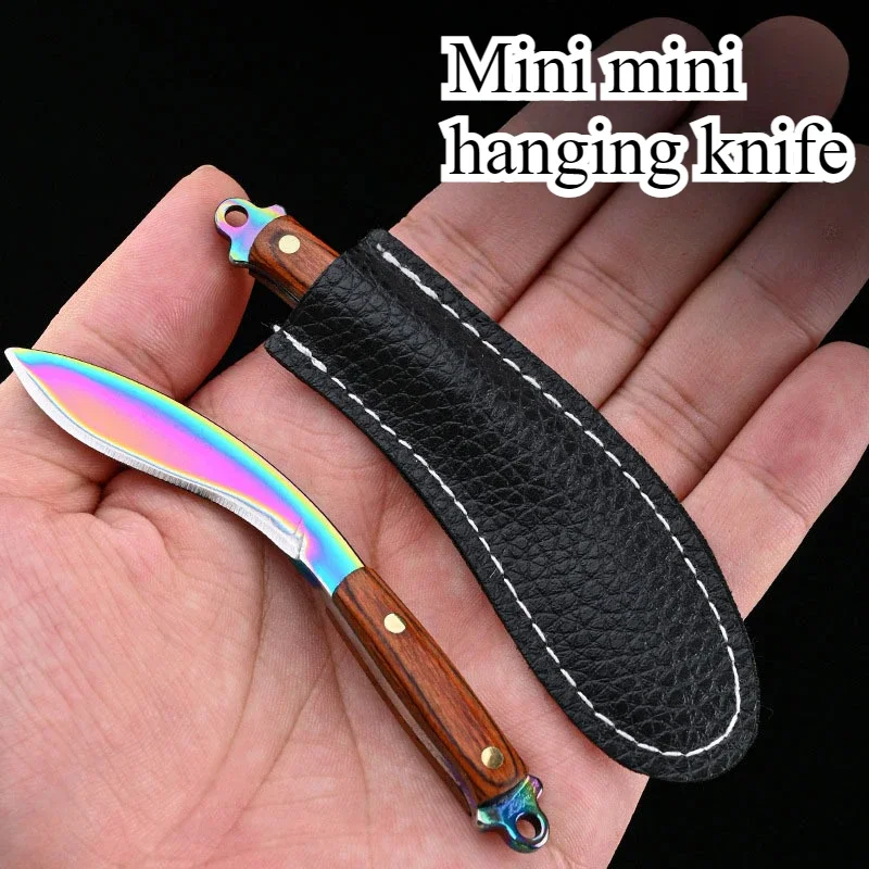 Mini High Hardness Stainless Steel Small Knife Outdoor Camping Portable Fruit Unboxing Knife Convenient Dog Leg Bending Knife