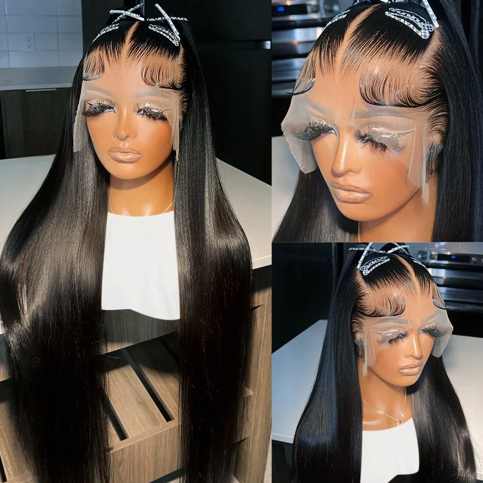 30 36 40 Inch 13x4 13x6 HD Transparent Bone Straight Lace Front Wig 250 Density Lace Brazilian Human Hair Wigs For Women 4x4 5x5