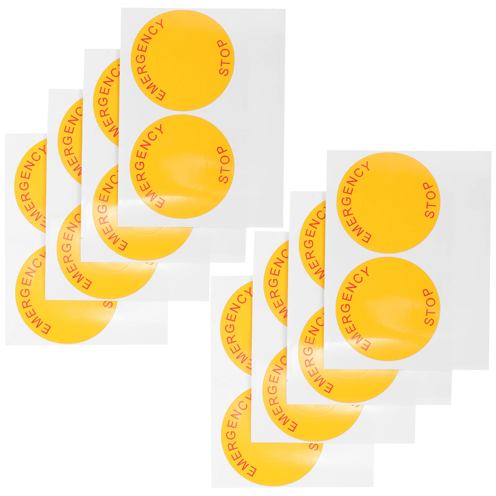 

8 Sheets Stop Sign Sticker Decal 63-31MM Red English Safety Warning Label Machinery Emergency Stop Sign Stickers Machinery