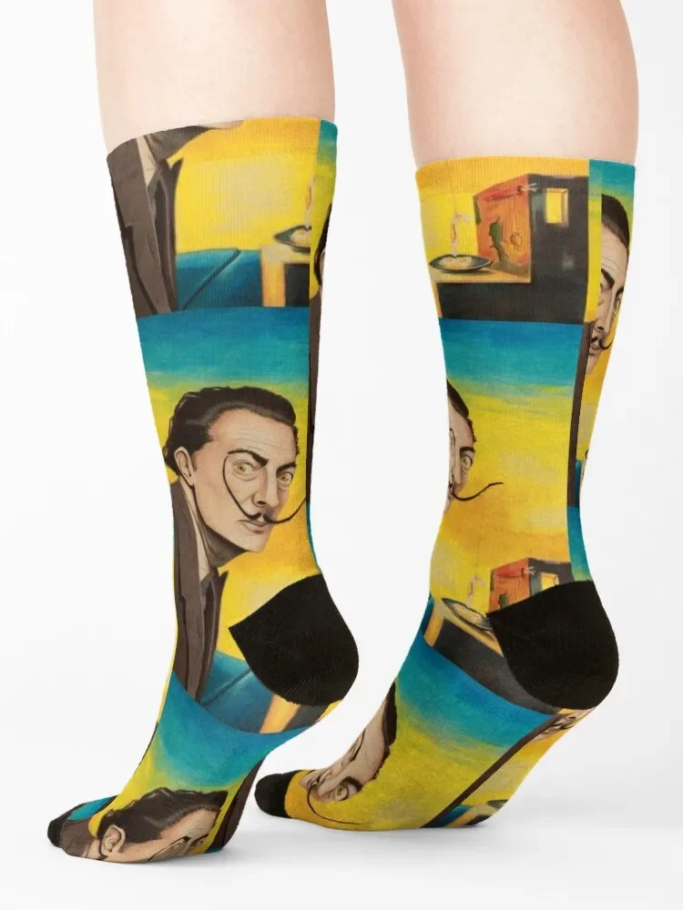 Salvador Dali With Fried Eggs On A Plate Socks soccer anti-slip designer brand Soccer funny sock Girl'S Socks Men's