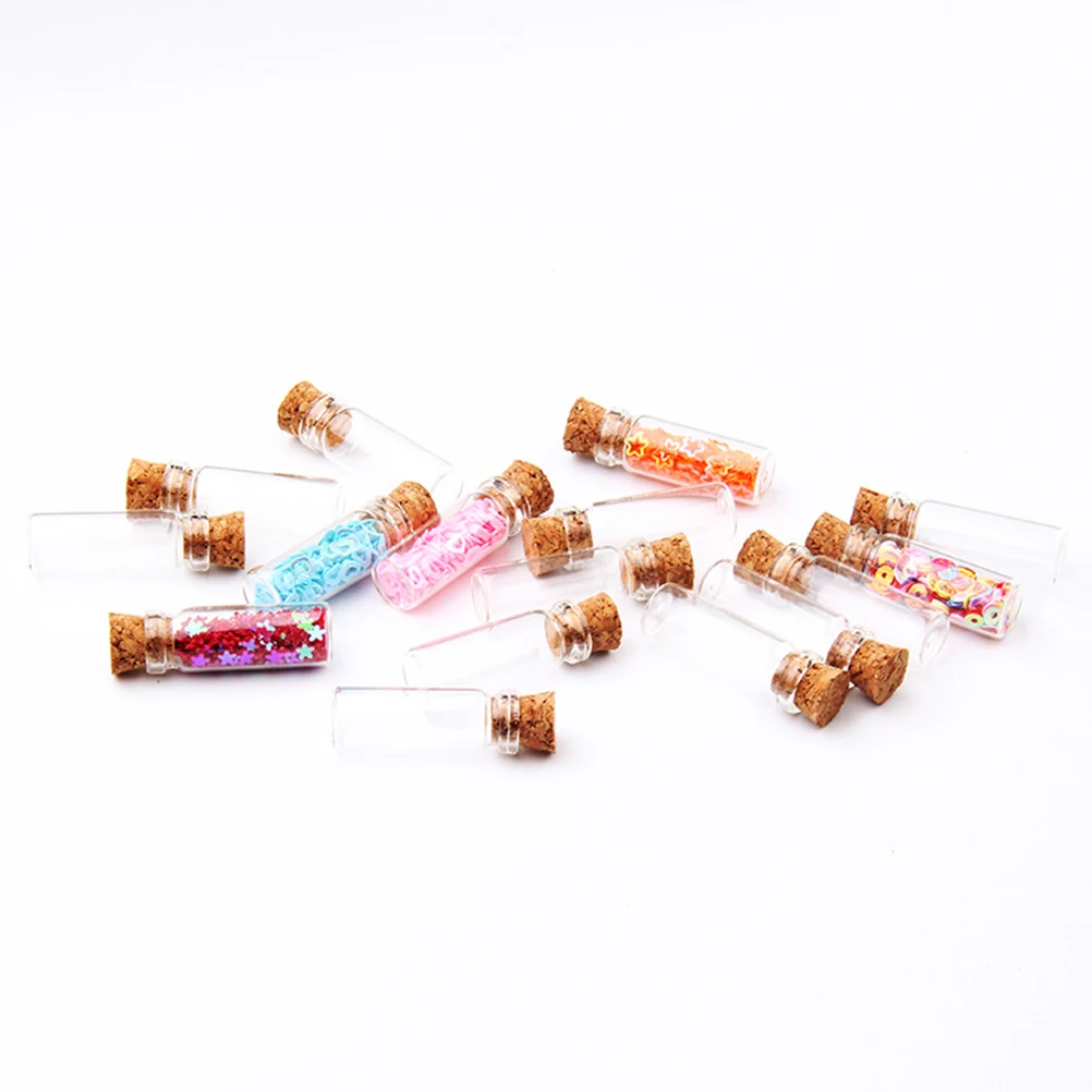 

24pcs 1.5Ml Transparent Diy Wish Bottles Mini Glass Jars Cork Stoppers Wedding Party Decor Message Bottle Sand Filler Drift