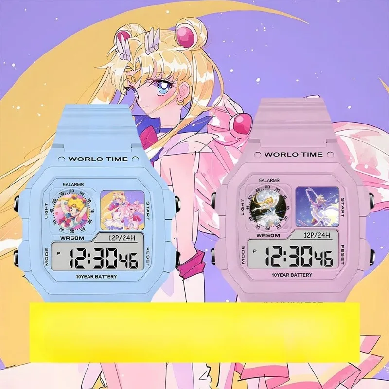 

New Sailor Moon Creative Cute Cartoon Moon Watch Children's Water Ice Moon Sports Cartoon Two-dimensional Electronic Watch Gift