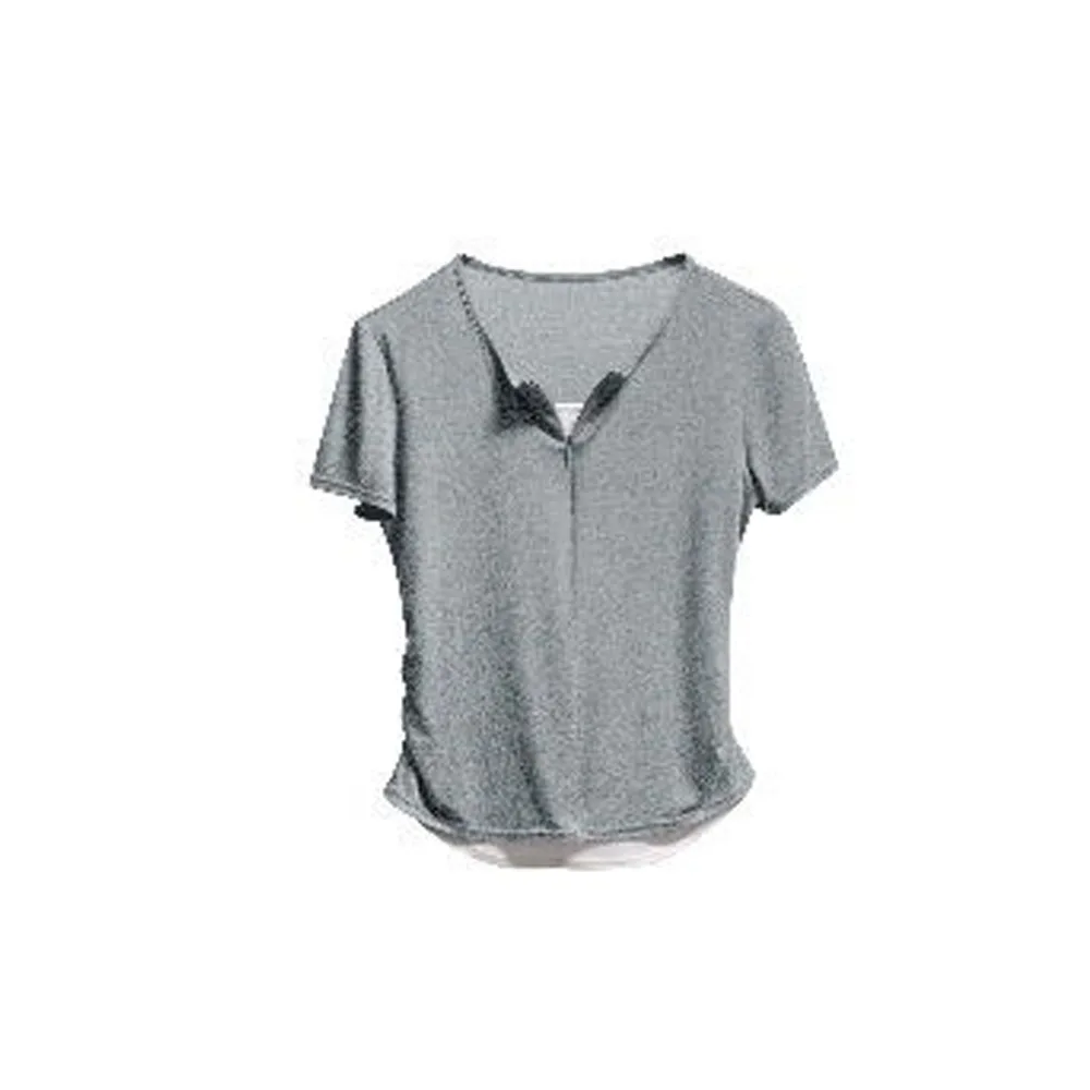 

Cute Y2K Fake Two Pieces Top V-neck Patchwork Slim Crop Top Women Chic Spicy Girl Short Sleeve T-shirts Summer