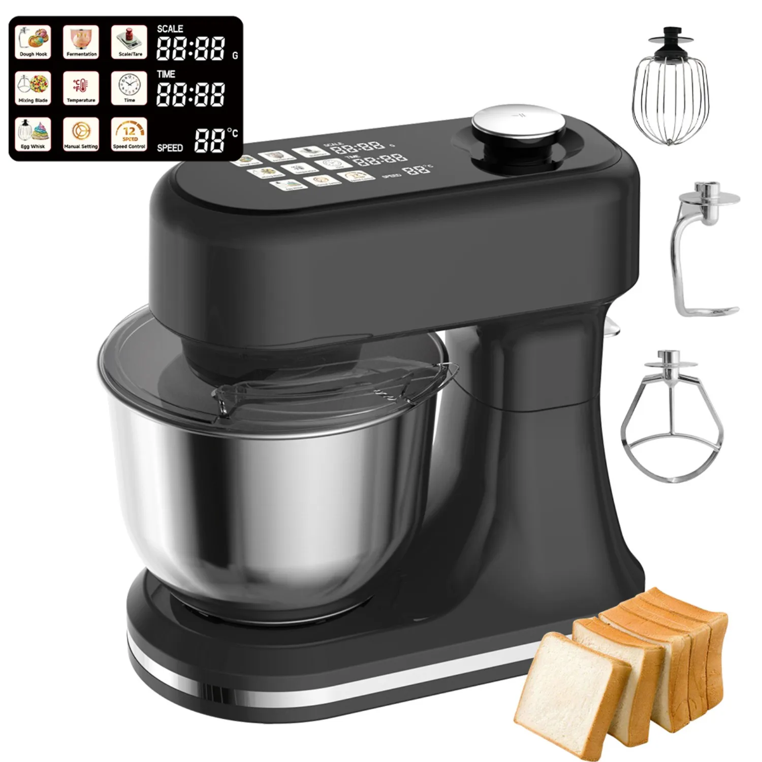 B03P 1500W 5L Electric Stand Mixer 12 Speed Kitchen Mixer for Baking Dough and Cake