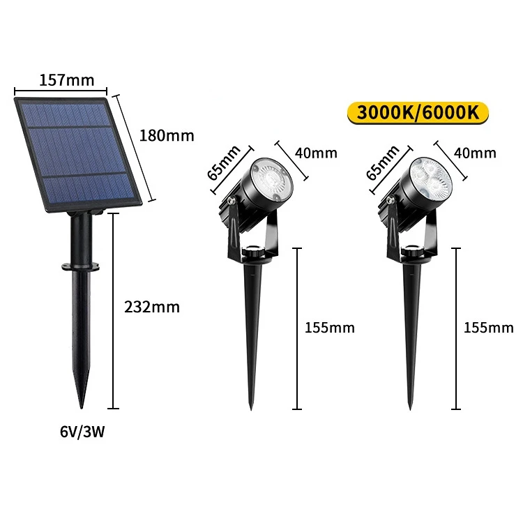 Solar Spotlights Aluminum Outdoor Waterproof Bright Solar Led Lawn Spike Security Tree Spot Solar Powered Flood Light