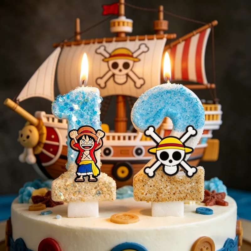 Coole One Piece Themen-Luffy-Kerze Nummer 0-9 Geburtstagstortenkerzen Dekorationen Geburtstagsparty Tortendekoration Baby-Shower Geschenke