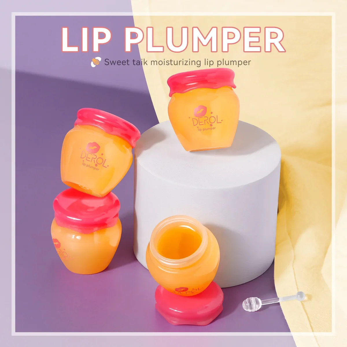 DEROL Ginger Extract Peppermint Lip Plumper Day Night Repair Moisturizing Long-lasting Lip Pack Lip Purple Special Effect Makeup