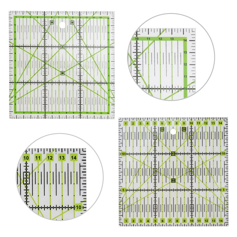 DIY Sewing Patchwork Tool, Square Patchwork Ruler, Clothing Cutting, Anti-Skid Function Ruler, 15*15cm